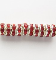 Rondelle Spacer 6mm Silver/Red